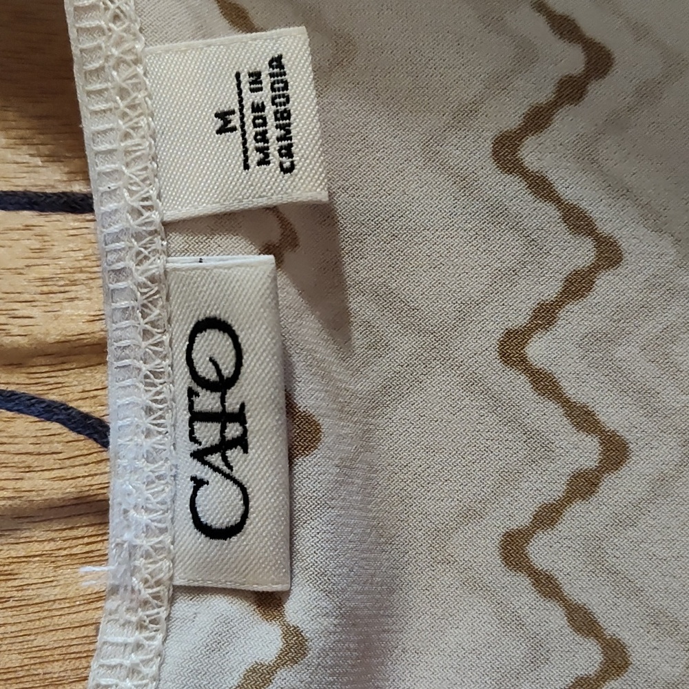 Cato Cowl Neck Tank Halter Tie-Neck Cream Orange Brown Beaded Ikat Chevron Med - Picture 11 of 12